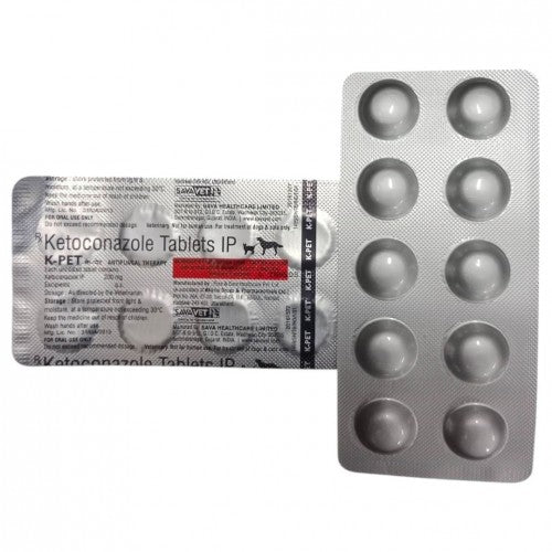 K-PET Ketoconazole Tablets IP – Antifungal Therapy for Dogs & Cats (10 Tablets) 200mg