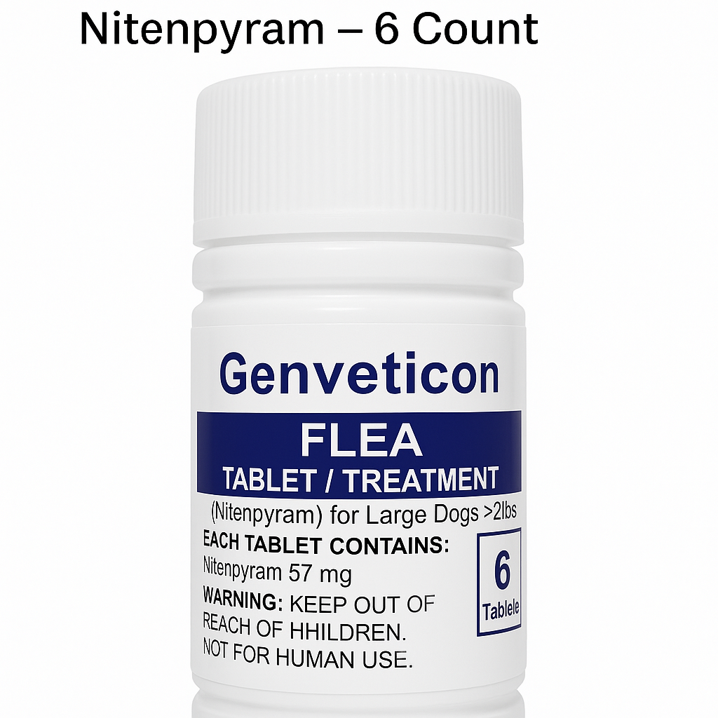 Genveticon Flea Tablets for Large Dogs – Nitenpyram 57mg – 6 Count (Capstar)