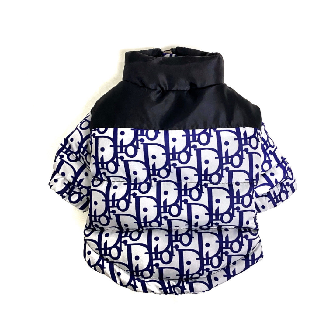 D Blue White Style Dog jacket