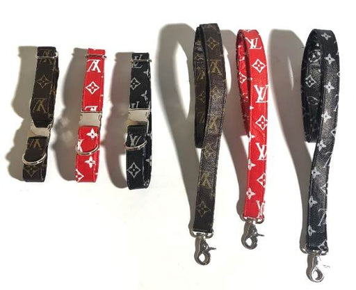 LV Leather Collar and Leash Set