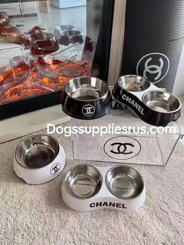 Chanel dog bowls best sale