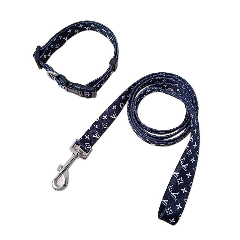 Blue Dog Collar and Leash Set