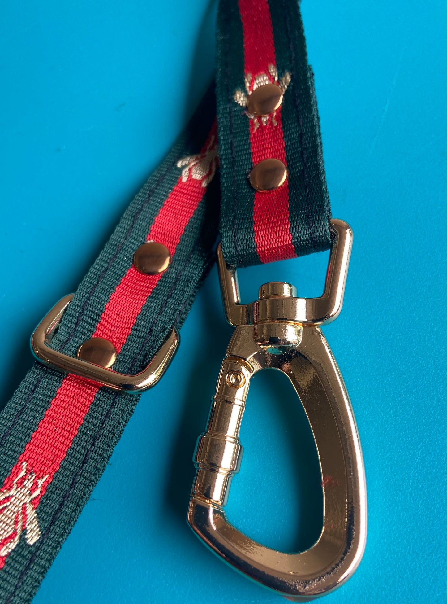 Red Green Designer  Gold Buckle Dog Harness and Leash Sets