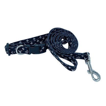 Blue Dog Collar and Leash Set