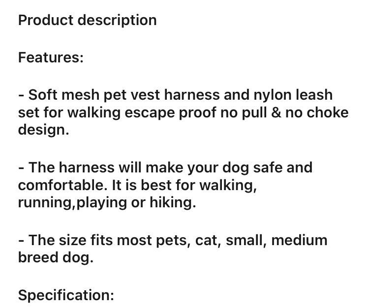 V Pet Leash Undershirt Harnesses Mesh Breathable Adjustable Easy Control Reflective Undershirt Dog Harness