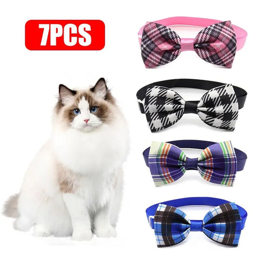 7 pc  Pet Bow Tie Cat And Dog Universal Collar
