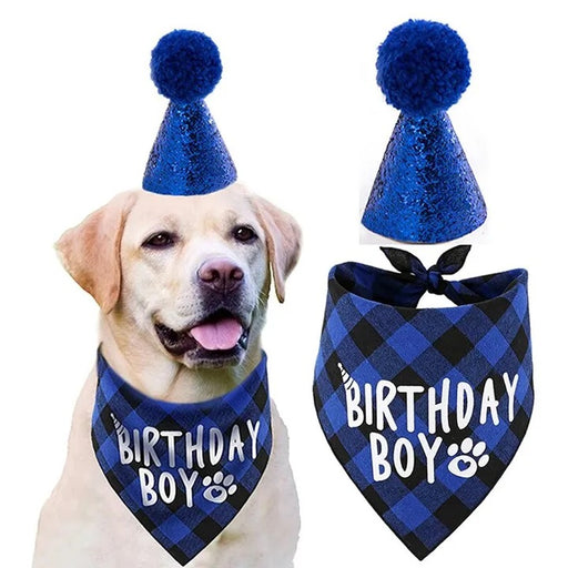 Pet Birthday Party Decoration Set Pet Triangle Scarf Cute Hat Bow Tie Collar Dog Accessory