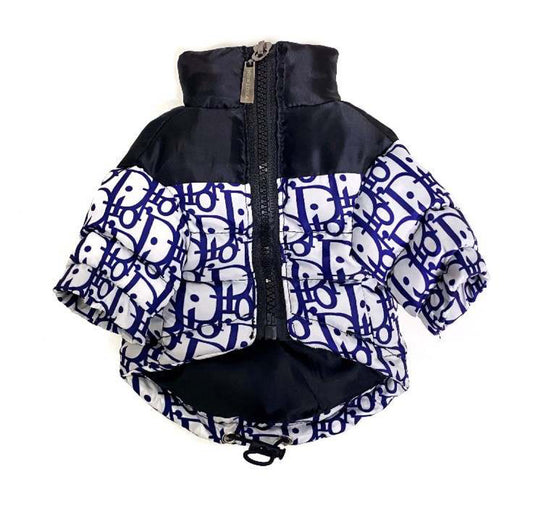 D Blue White Style Dog jacket