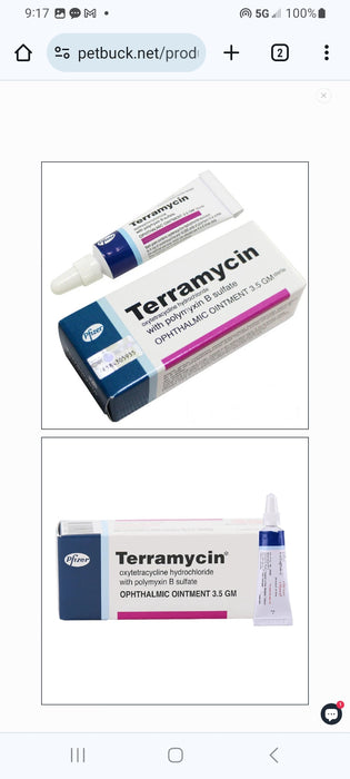 Terramycin Ophthalmic Ointment For Dog/Cat/Horse 3.5g - Pfizer