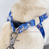 Blue sport strap dog harness detail