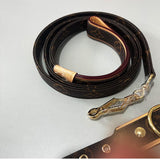 Brown monogram leather dog collar and leash set