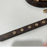 Brown monogram leather dog collar and leash set