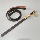 Brown monogram leather dog collar and leash set