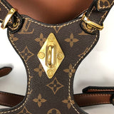 Brown monogram leather dog harness and leash set