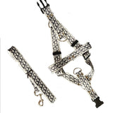 Designer monogram strap dog harness and leash set