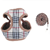 Designer pattern padded dog harness and leash set