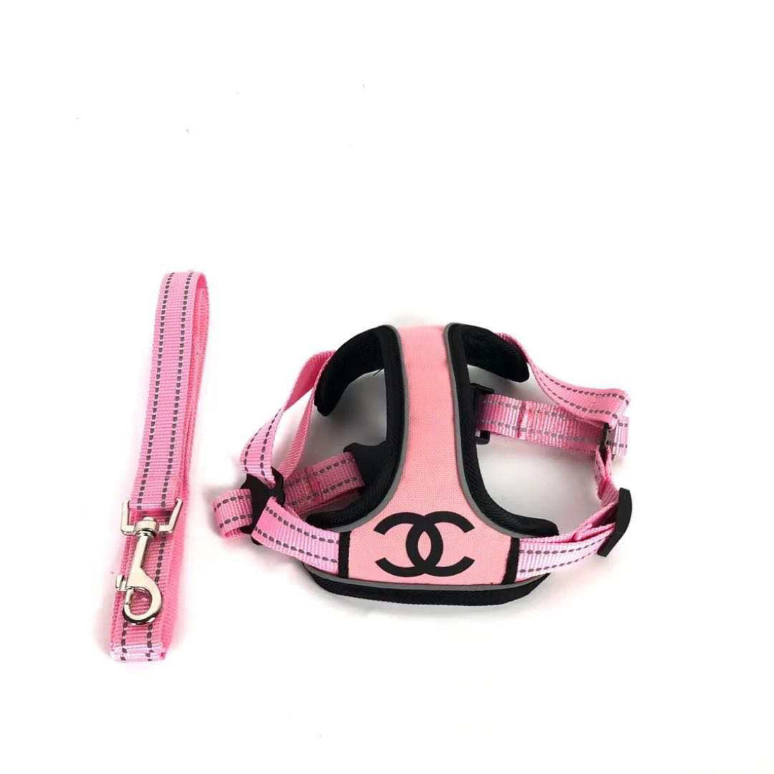 Chanel Dog Black Leather Silver Pet Dog Two Piece Leash and Collar Set at  1stDibs