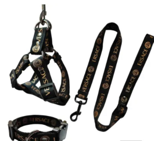 Versace Designer Dog Harness and Leash Sets (with words)