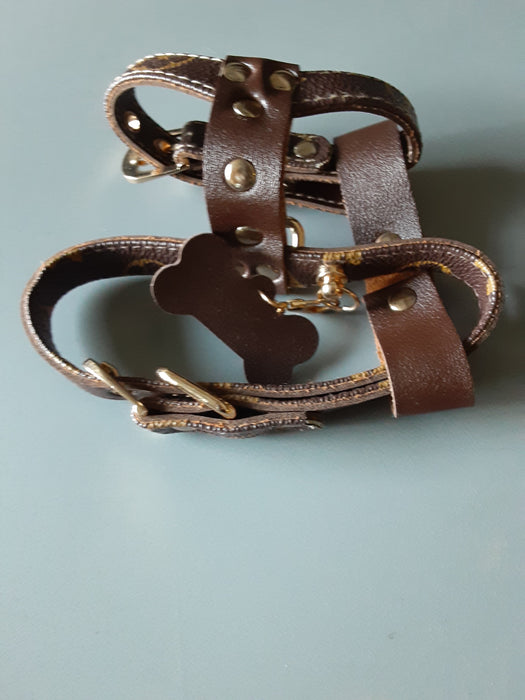 Chewy Vuitton Harness & Lead - Designer4Dogs