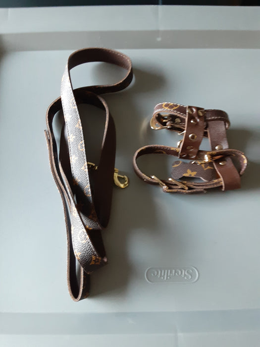 Lv Louis Vuitton Designer Dog Harness and Leash Sets — Dogssuppliesrus