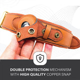 Leather AirTag dog collar and leash set