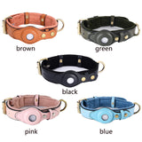 Leather AirTag dog collar and leash set