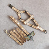 Monogram strap dog harness and matching leash