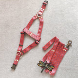 Monogram strap dog harness and matching leash