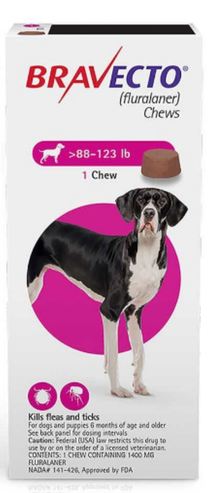Bravecto Chews for Dogs Flea and Tick , Single 12-Week Dose