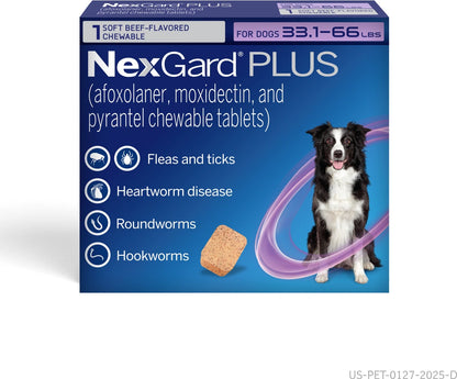 NexGard PLUS Chewables for Dogs, 3 Chewable Tablet (3-mo. supply)