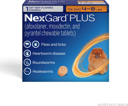 NexGard PLUS Chewables for Dogs, 3 Chewable Tablet (3-mo. supply)