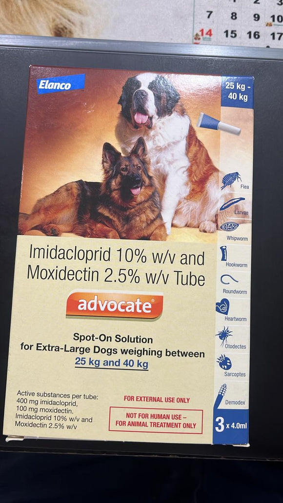 Advocate Spot-On Solution for Extra-Large Dogs (25–40 kg) – 3 Tubes