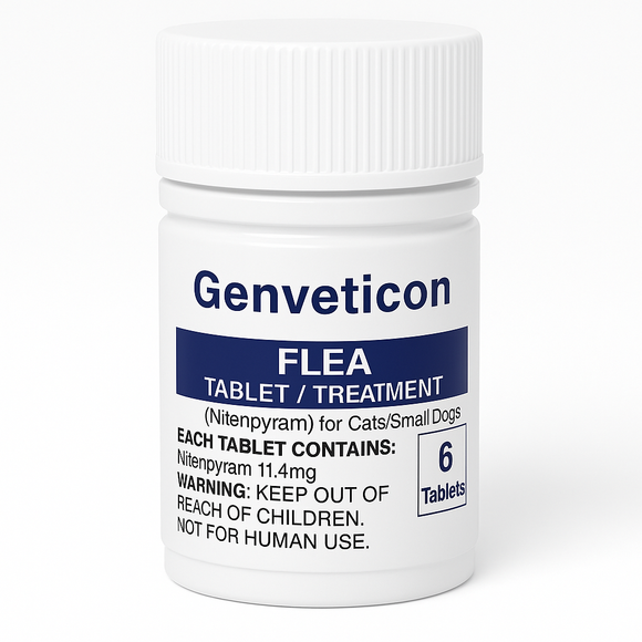 Genveticon Flea Tablets for Cats & Small Dogs – Nitenpyram 11.4mg – 6 Count