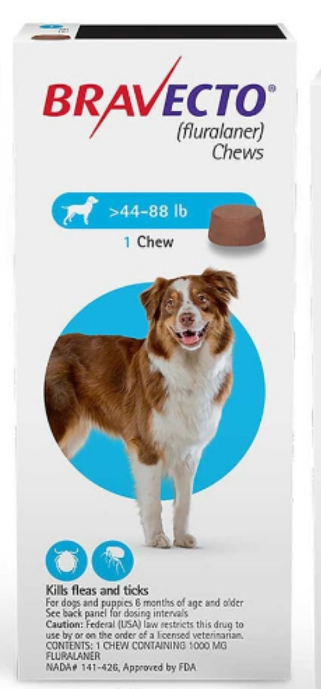 Bravecto Chews for Dogs Flea and Tick , Single 12-Week Dose