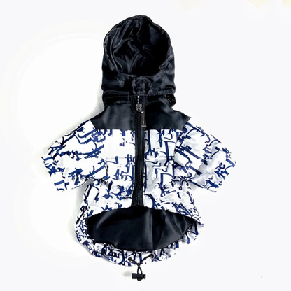 D Blue White Style Dog jacket