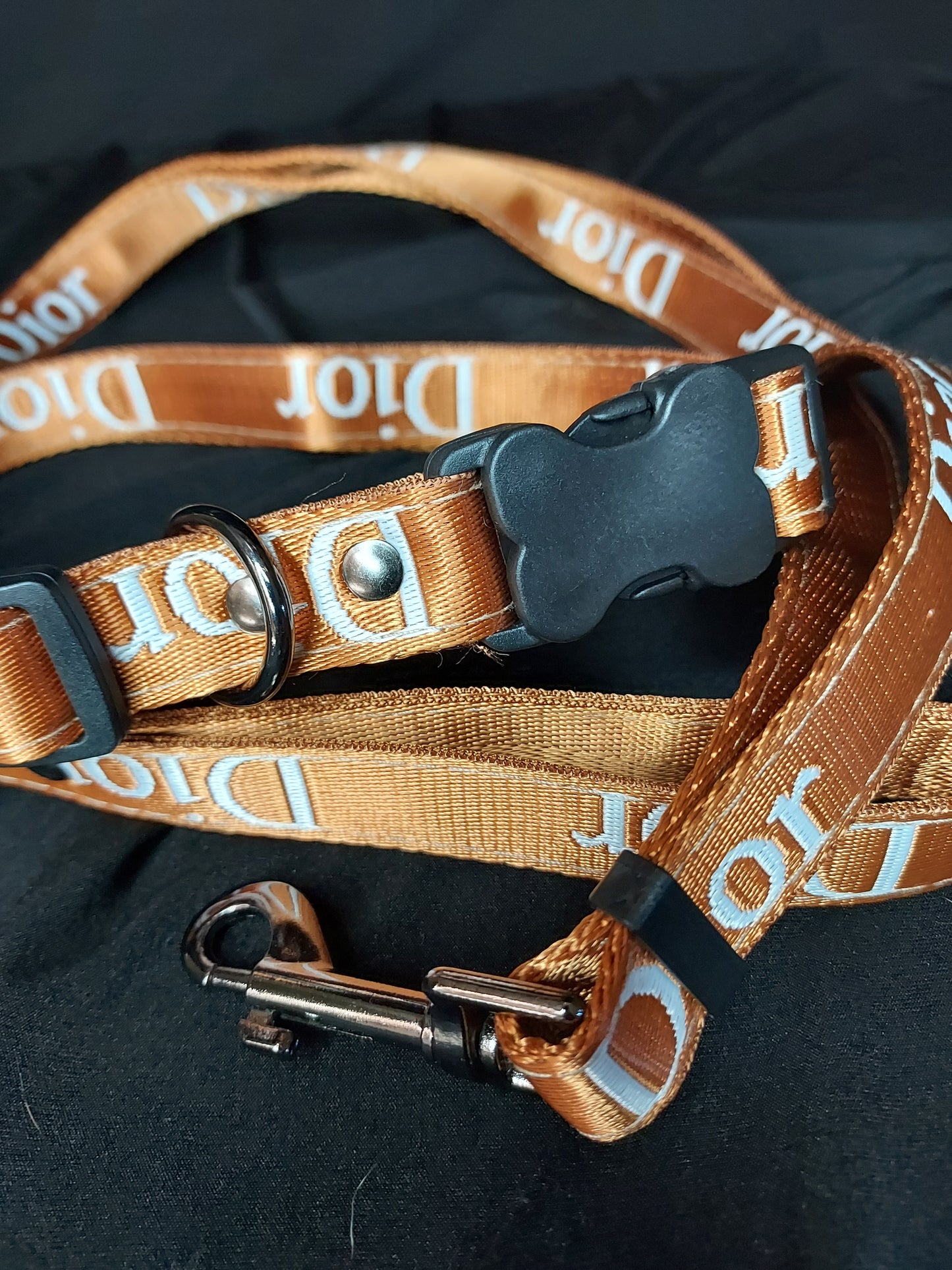 Gold Designer Dog Harness and Leash Sets