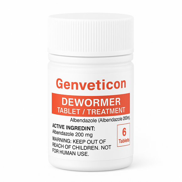 Genveticon Dewormer Tablets for Cats & Dogs – Albendazole 200mg – 6 Count