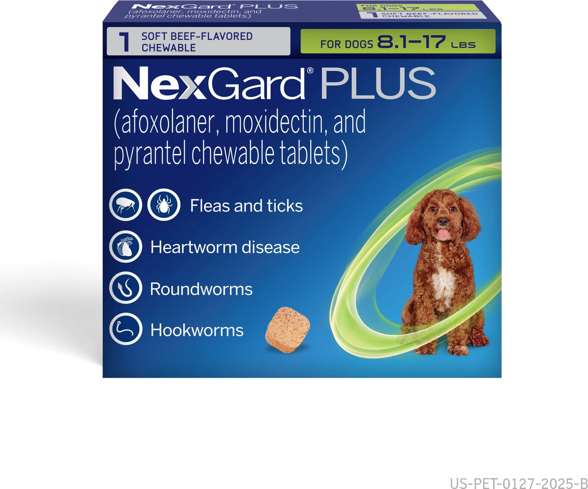 NexGard PLUS Chewables for Dogs, 3 Chewable Tablet (3-mo. supply)