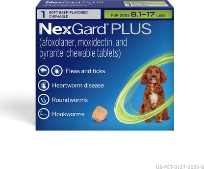 NexGard PLUS Chewables for Dogs, 3 Chewable Tablet (3-mo. supply)