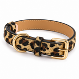 Leopard & Snake Print Adjustable Pet Collar – Gold Hardware