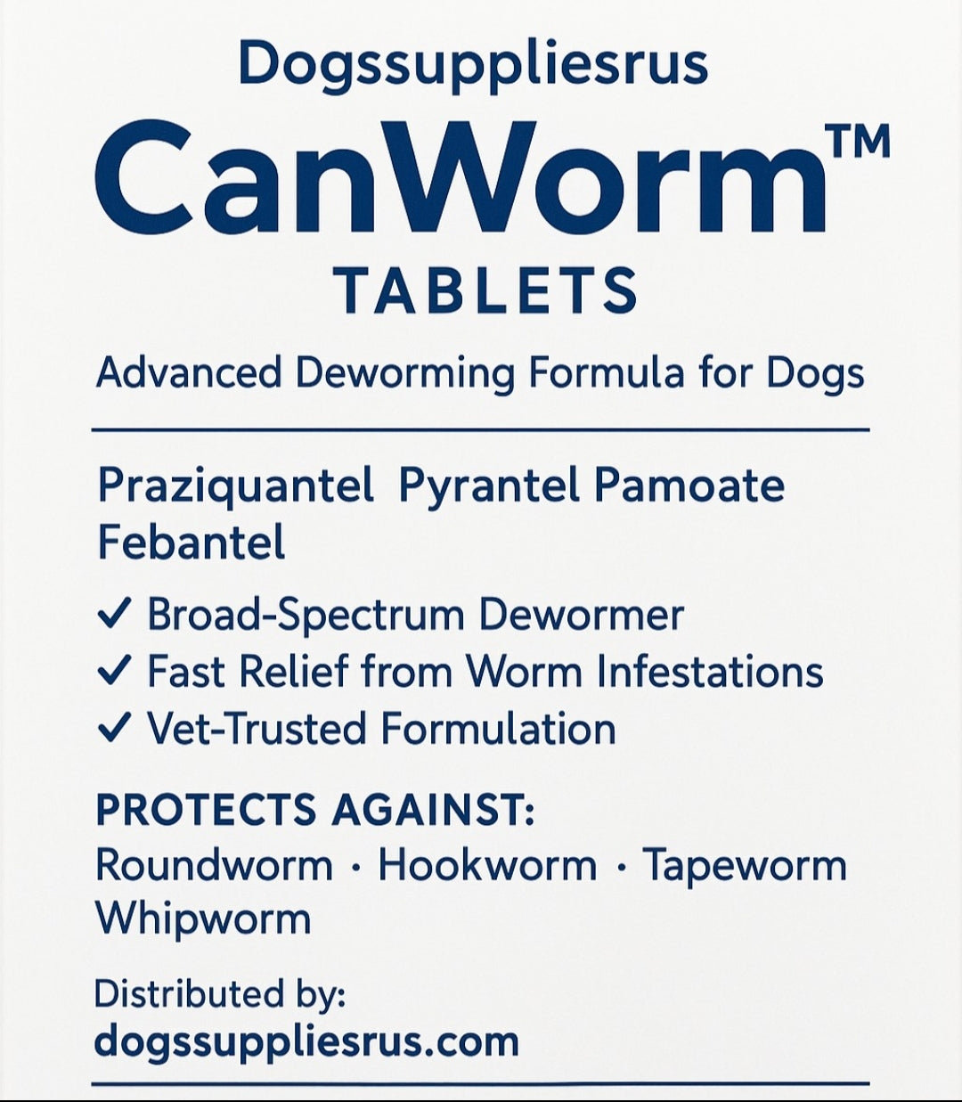 Praziquantell and
Pyrantel Pamoate Tablet
144mg+50mg+144mg
Praziquantell Pyrantel
Tablets (Alternative to Dontal Plus)