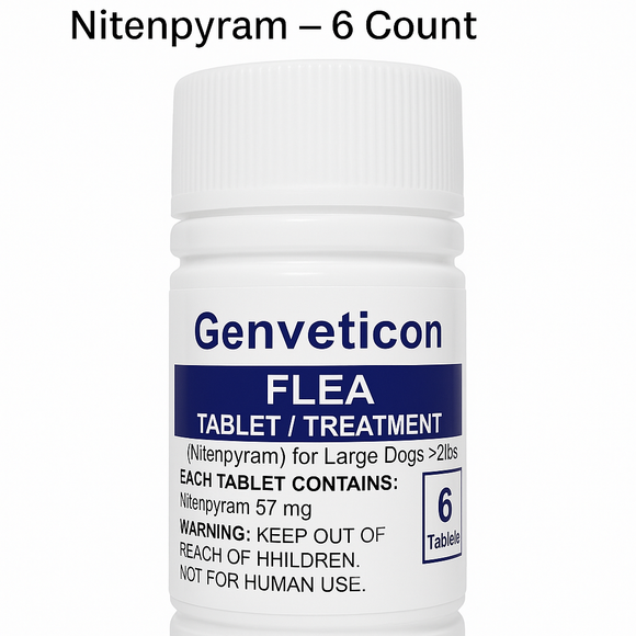Genveticon Flea Tablets for Large Dogs – Nitenpyram 57mg – 6 Count (Capstar)