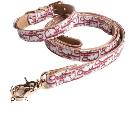 Designer Dog Cat Collar and Leash