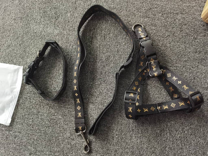 L Designer Dog Harness Collar and Leash Sets