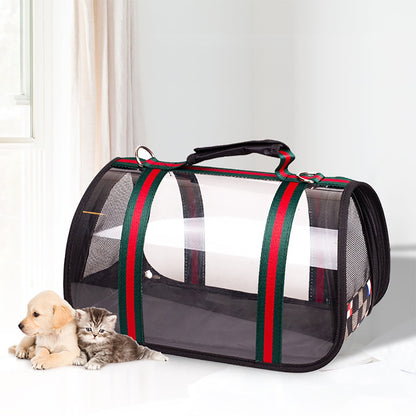 Pet Cat Carrier Foldable Pet Handbag Outdoor Portable Transparent Design Breathable Shoulder Tote Bag for Cats Puppies Birds