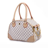 Fashion Pet Dog Carrier PU Leather Dog Carriers Luxury Puppies Cat Carrier Tote Bag Handbag for Outdoor Travel Walking Hiking