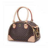 Fashion Pet Dog Carrier PU Leather Dog Carriers Luxury Puppies Cat Carrier Tote Bag Handbag for Outdoor Travel Walking Hiking